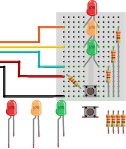 Create your own traffic lights, just waiting to be programmed!